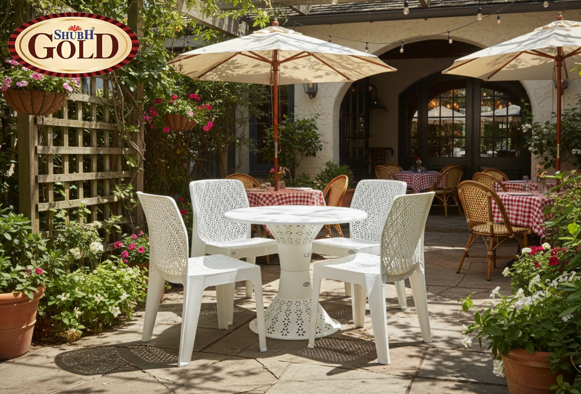 Plastic Chairs and Table.